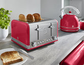 Swan Retro 4 Dilimli Ekmek Kızartma Makinesi Kırmızı